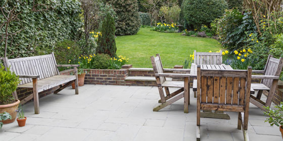 This image shows a patio with pavers.