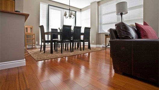 This image shows a floor that has a wood stain coating.