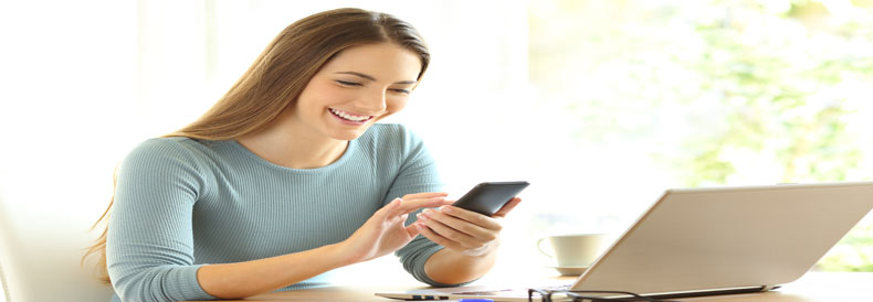 This image shows a lady using phone.